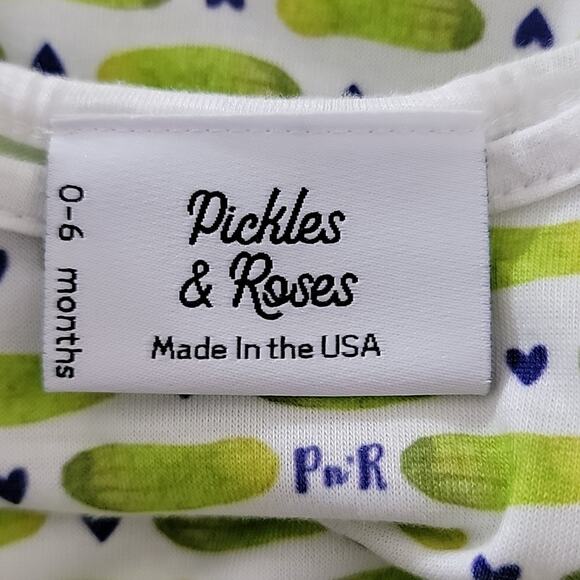 Pickles & Roses Pickles and Hearts All-Over Print Coveralls Romper 0-6 Months - Picture 10 of 11